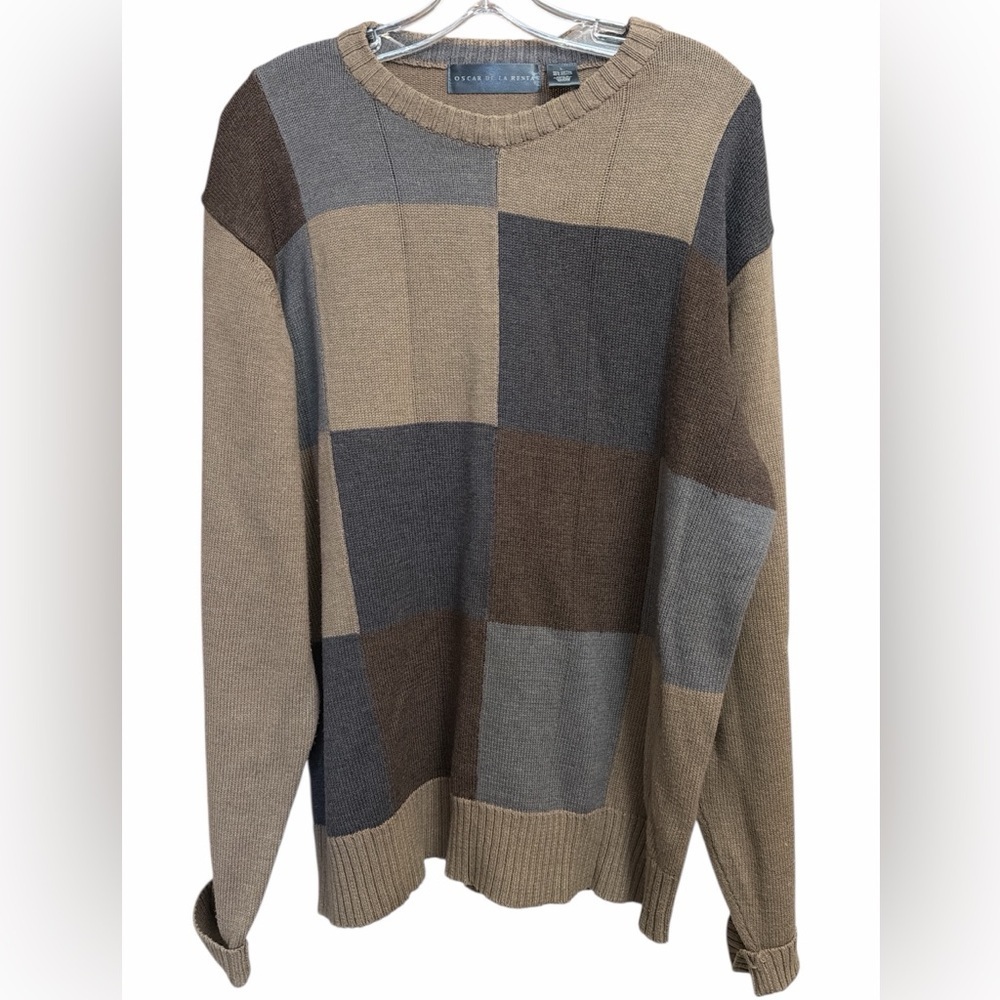 Oscar de la Renta Multicolor Patchwork Crewneck Sweater